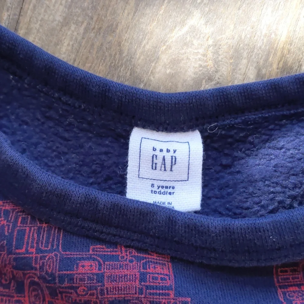 Two (2) Size 5 Gap long sleeve tees burgers and fries and chief firetruck print